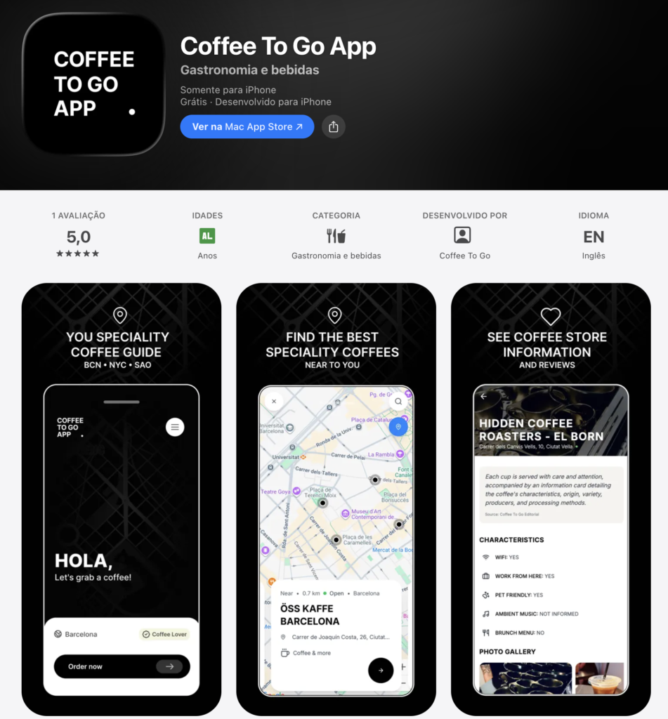 Coffee To Go App na Apple Store
